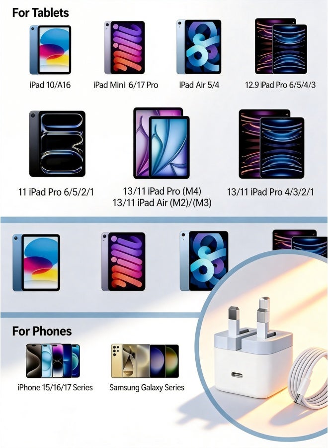  piaopiaomiao شاحن PD35W القابل للطي مناسب للشحن السريع لأجهزة iPhone 17/16/15. يتميز بمنفذ Type-C، وشاحن USB-C، ويأتي مزودًا بكابل بيانات بطول متر واحد تقريبًا. يدعم أجهزة iPhone 17/17 Plus/17 Pro Max/16/16 Plus/16 Pro Max/15 Pro Max/iPad Pro. - Image 4